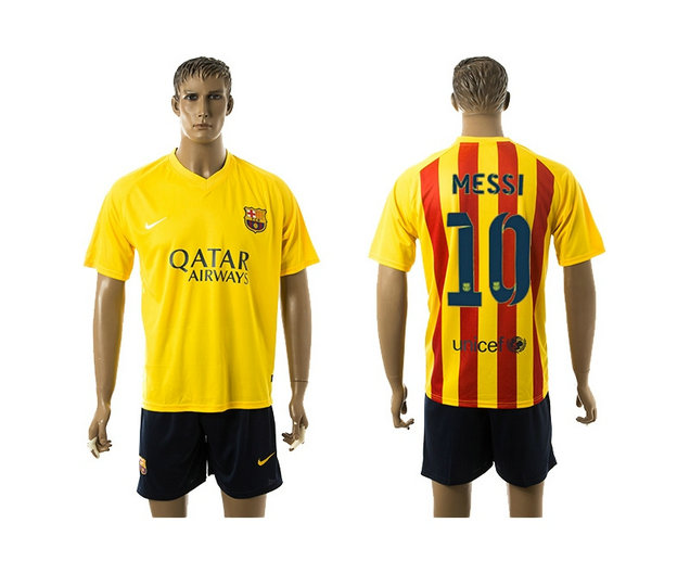 2015-2016 Barcelona Soccer Uniform Jersey Short Sleeves Yellow #10