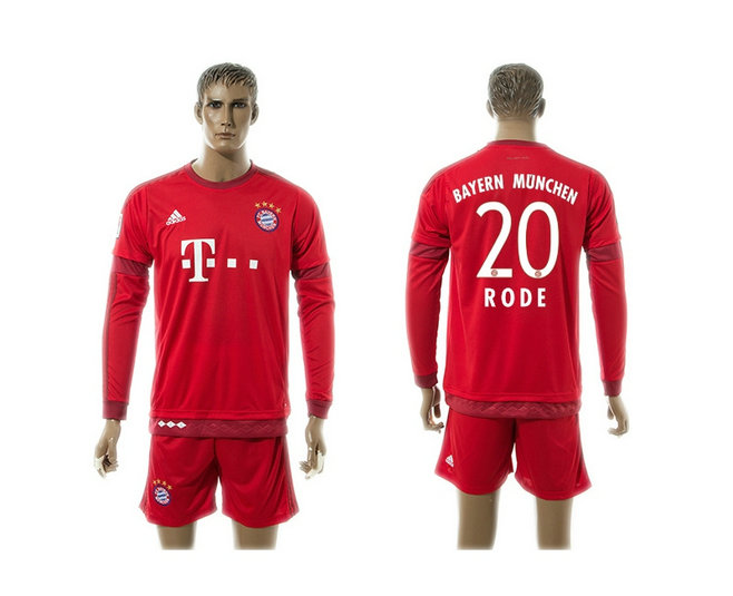 2015-2016 Bayern Munich Soccer Jersey Uniform Long Sleeves Red #20 RODE