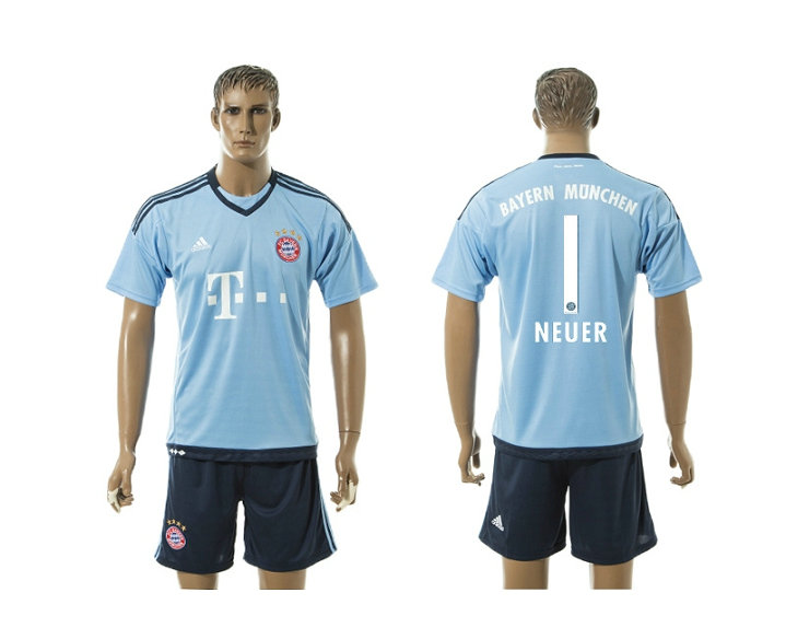 2015-2016 Bayern Munich Soccer Jersey Uniform Short Sleeves Blue #1 NEUER