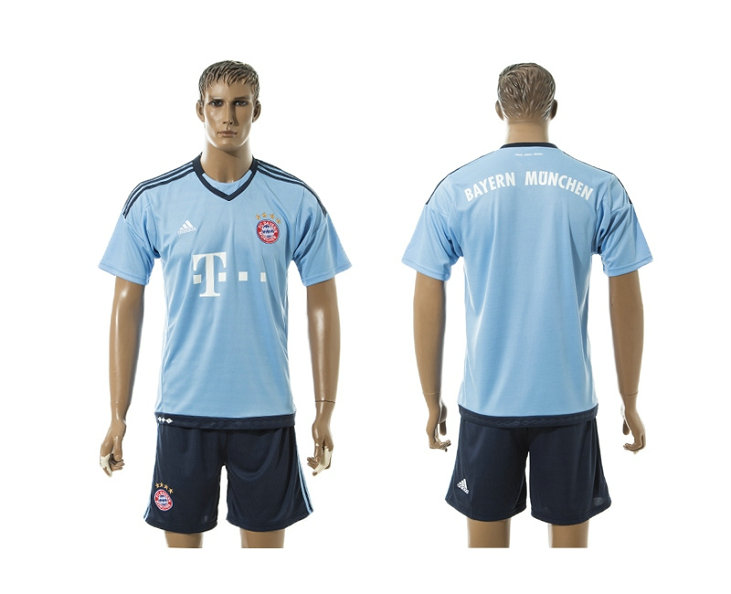 2015-2016 Bayern Munich Soccer Jersey Uniform Short Sleeves Blue BLANK