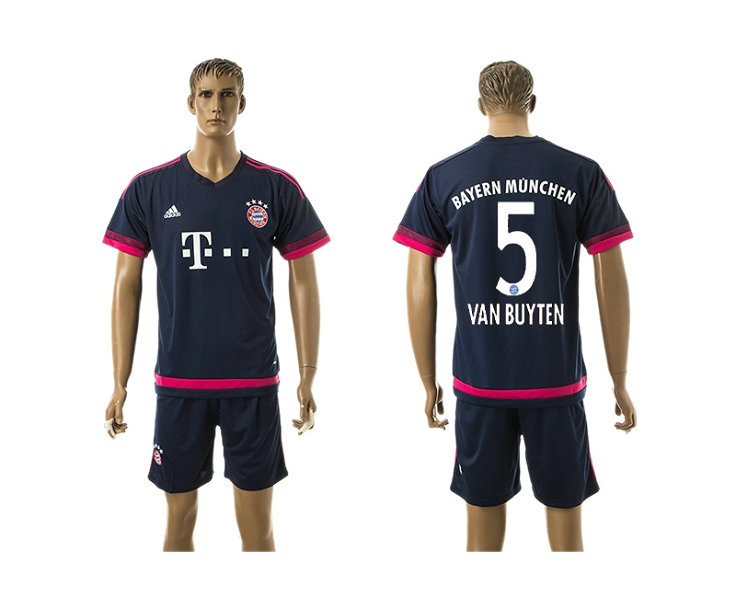 2015-2016 Bayern Munich Soccer Jersey Uniform Short Sleeves Navy #5 VAN BUYTEN