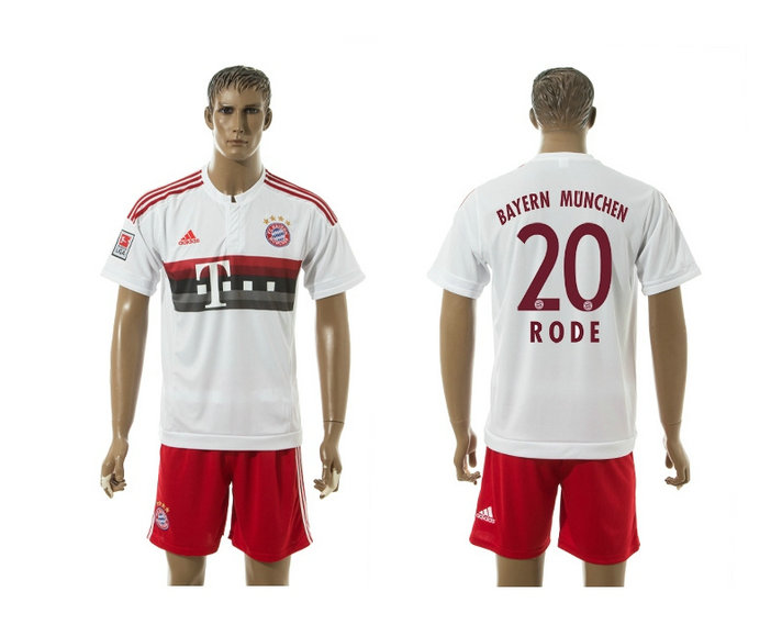 2015-2016 Bayern Munich Soccer Jersey Uniform Short Sleeves White #20 RODE