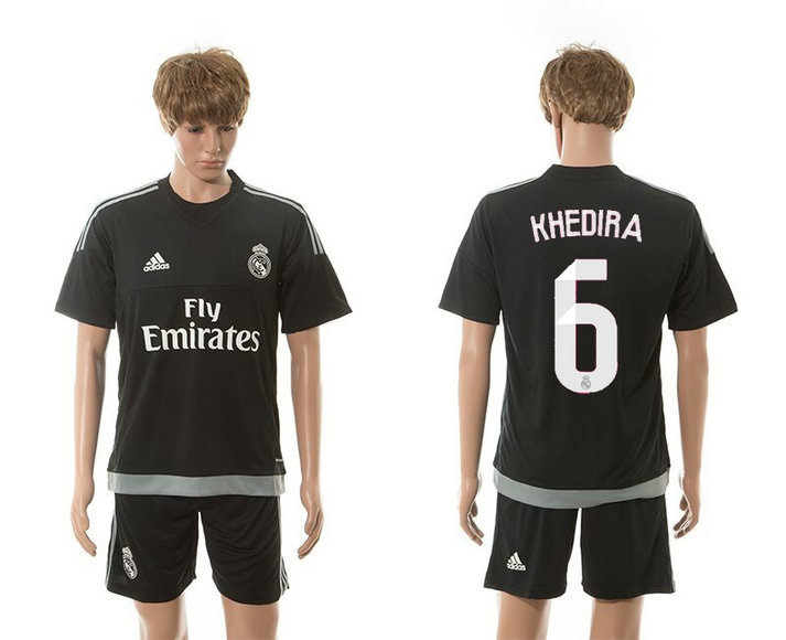 2015-2016 Real Madrid Scccer Uniform Short Sleeves Jersey Black #6 KHEDIRA