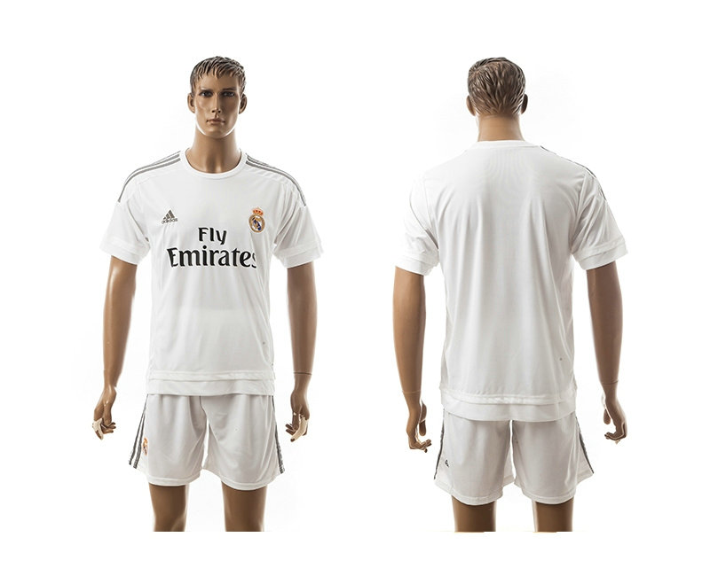 2015-2016 Real Madrid Scccer Uniform Short Sleeves Jersey Home White
