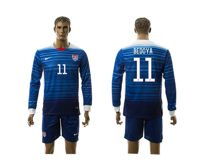 2015-2016 USA Soccer Jersey Uniform Blue Away Long Sleeves #11 BEDOYA