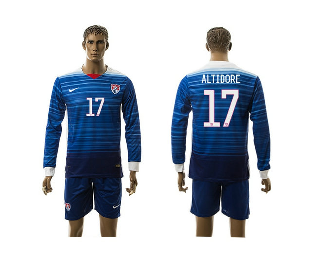 2015-2016 USA Soccer Jersey Uniform Blue Away Long Sleeves #17 ALTIDORE