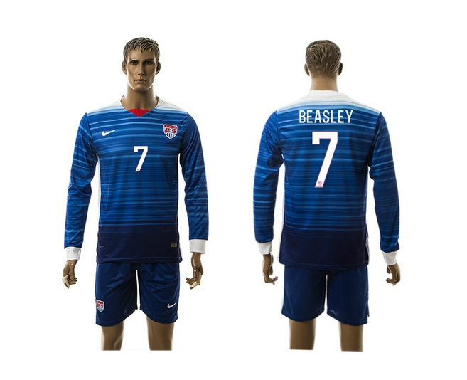 2015-2016 USA Soccer Jersey Uniform Blue Away Long Sleeves #7 BEASLEY
