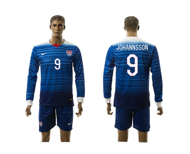 2015-2016 USA Soccer Jersey Uniform Blue Away Long Sleeves #9 JOHANNSSON