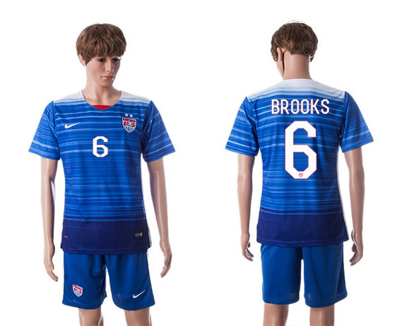 2015-2016 USA Soccer Jersey Uniform Blue Away Short Sleeves #6 BROOKS