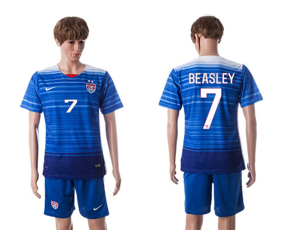 2015-2016 USA Soccer Jersey Uniform Blue Away Short Sleeves #7 BEASLEY