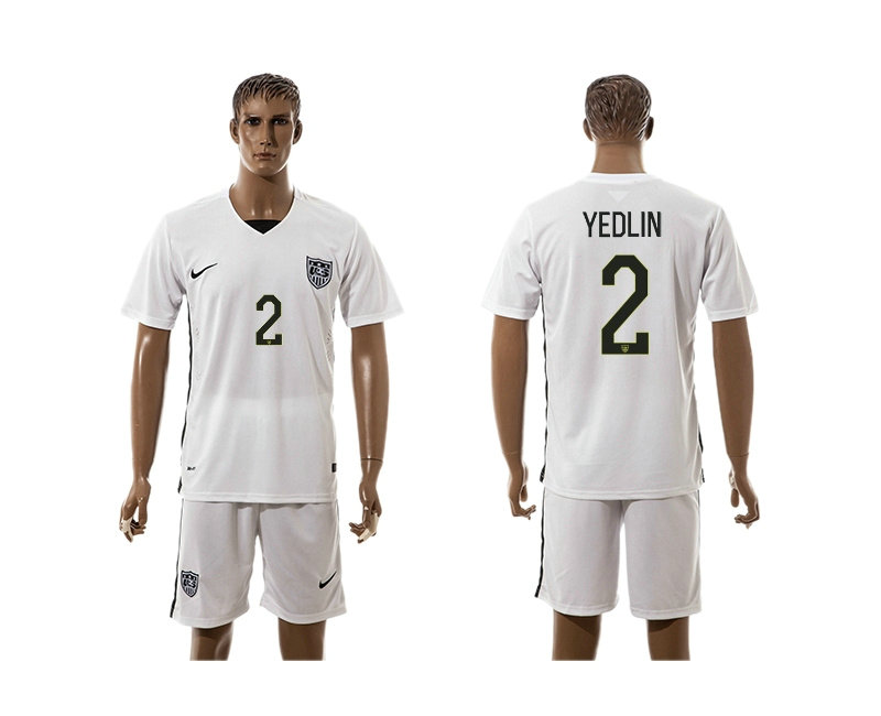 2015-2016 USA Soccer Jersey Uniform White Short Sleeves #2 YEDLIN