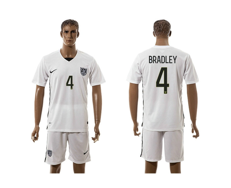 2015-2016 USA Soccer Jersey Uniform White Short Sleeves #4 BRADLEY