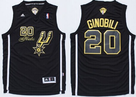 San Antonio Spurs #20 Manu Ginobili Revolution 30 Swingman 2014 The Finals Black/Gold Jersey
