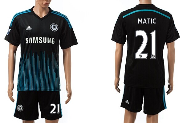 2014/15 Chelsea FC #21 Matic Away Black Soccer Shirt Kit