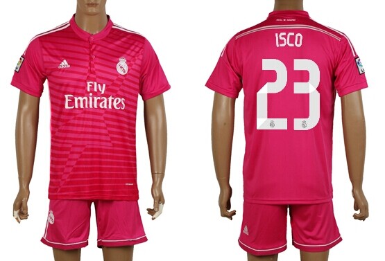 2014/15 Real Madrid #23 Isco Away Pink Soccer Shirt Kit