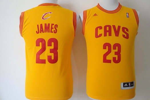 Cleveland Cavaliers #23 LeBron James Yellow Kids Jersey