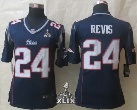 Nike New England Patriots #24 Darrelle Revis 2015 Super Bowl XLIX Blue Game Jersey
