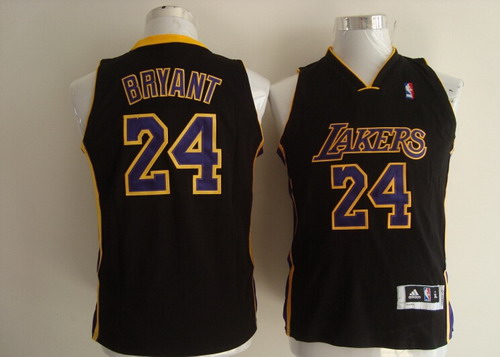 Los Angeles Lakers #24 Kobe Bryant Black Kids Jersey