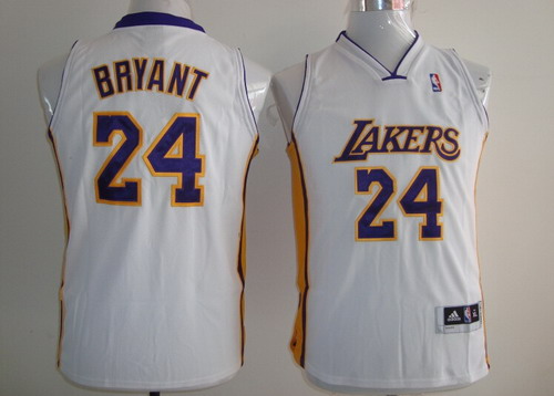 Los Angeles Lakers #24 Kobe Bryant White Kids Jersey