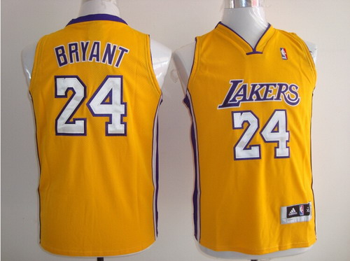 Los Angeles Lakers #24 Kobe Bryant Yellow Kid Jersey
