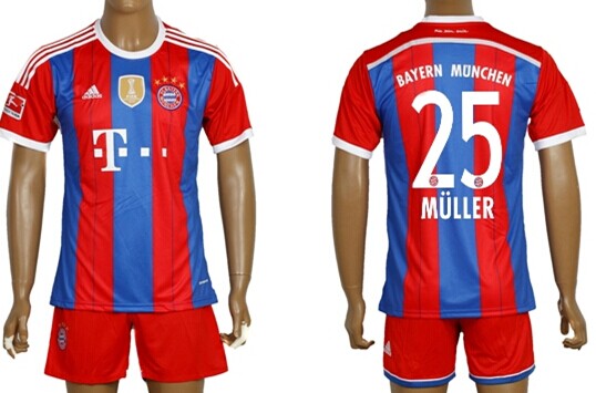 2014/15 Bayern Munchen #25 Muller Home Soccer Shirt Kit