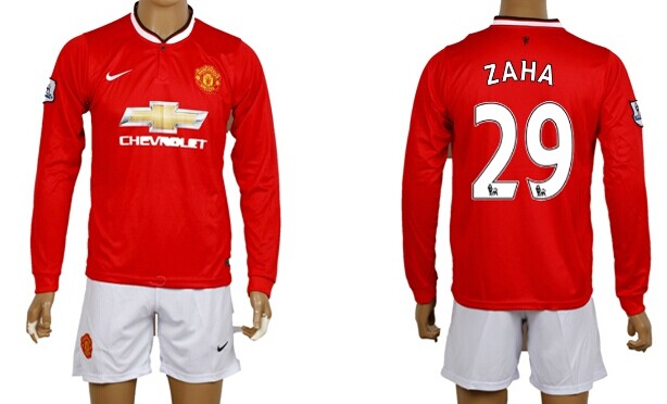 2014/15 Manchester United #29 Zaha Home Soccer Long Sleeve Shirt Kit
