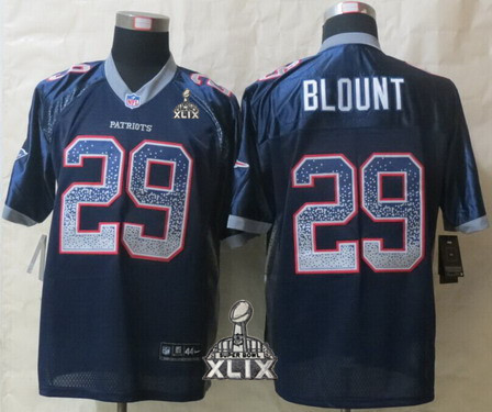 Nike New England Patriots #29 LeGarrette Blount 2015 Super Bowl XLIX 2013 Drift Fashion Blue Elite Jersey