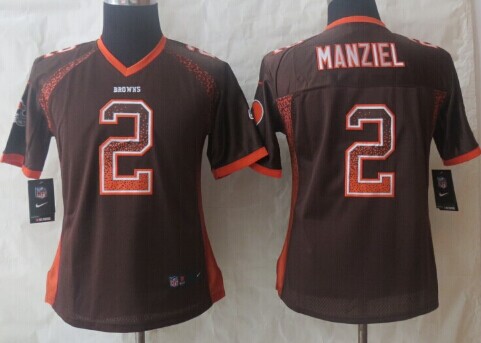Nike Cleveland Browns #2 Johnny Manziel 2013 Drift Fashion Brown Womens Jersey