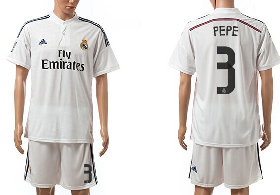 2014/15 Real Madrid #3 Pepe Home Soccer Shirt Kit