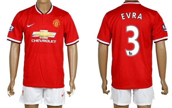 2014/15 Manchester United #3 Evra Home Soccer Shirt Kit