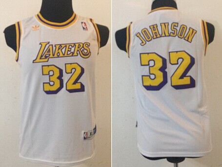 Los Angeles Lakers #32 Magic Johnson White Swingman Throwback Kids Jersey
