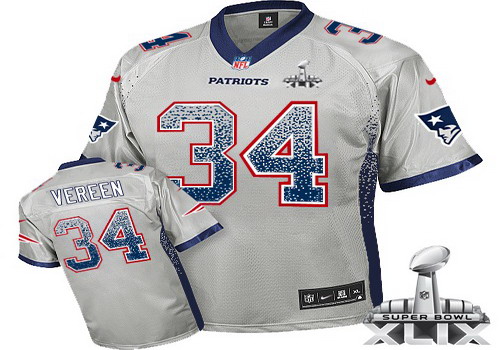 Nike New England Patriots #34 Shane Vereen 2015 Super Bowl XLIX 2013 Drift Fashion Gray Elite Jersey