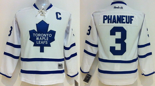 Toronto Maple Leafs #3 Dion Phaneuf White Kids Jersey