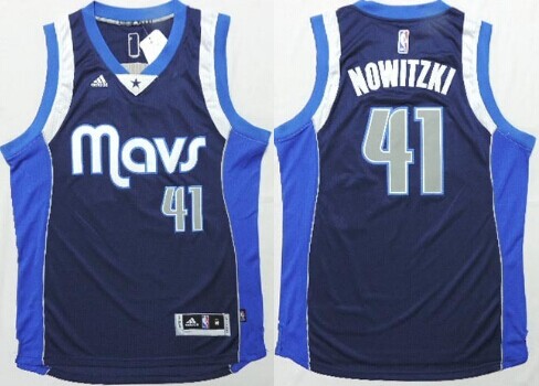 Dallas Mavericks #41 Dirk Nowitzki Revolution 30 Swingman 2014 Navy Blue Jersey