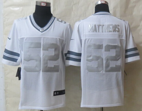 Nike Green Bay Packers #52 Clay Matthews Platinum White Limited Jersey