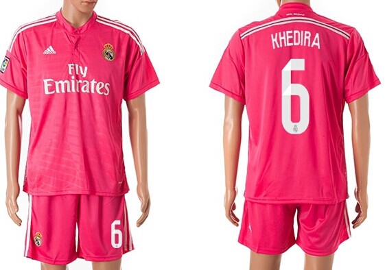 2014/15 Real Madrid #6 Khedira Away Pink Soccer Shirt Kit