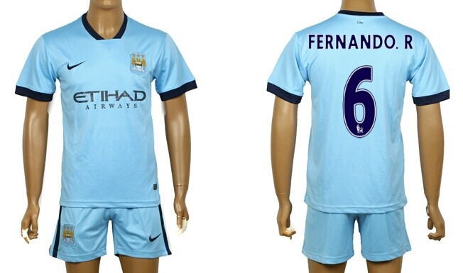 2014/15 Manchester City #6 Fernando.R Home Soccer Shirt Kit