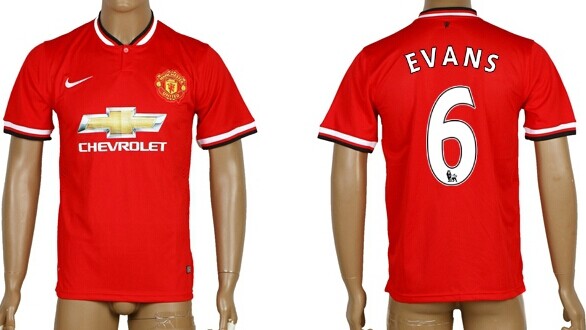 2014/15 Manchester United #6 Evans Home Soccer AAA+ T-Shirt