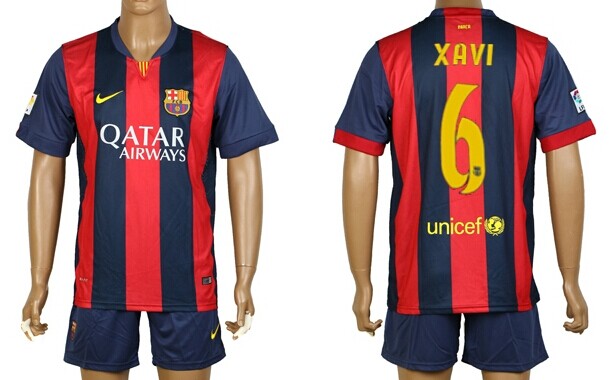 2014/15 FC Bacelona #6 Xavi Home Soccer Shirt Kit