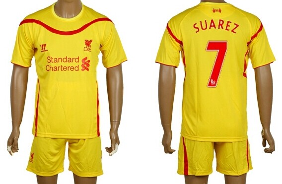 2014/15 Liverpool FC #7 Suarez Away Soccer Shirt Kit