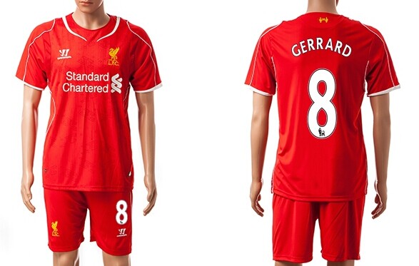 2014/15 Liverpool FC #8 Gerrard Home Soccer Shirt Kit