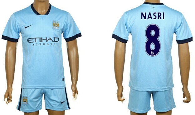 2014/15 Manchester City #8 Nasri Home Soccer Shirt Kit