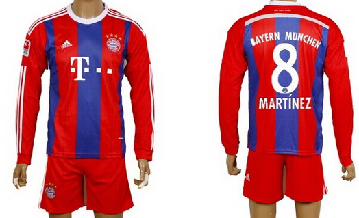 2014/15 Bayern Munchen #8 Martinez Home Soccer Long Sleeve Shirt Kit