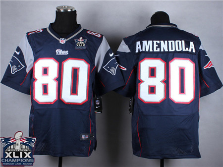 Nike New England Patriots #80 Danny Amendola 2015 Super Bowl XLIX Championship Blue Elite Jersey