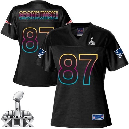Nike New England Patriots #87 Rob Gronkowski 2015 Super Bowl XLIX Pro Line Black Fashion Womens Jersey