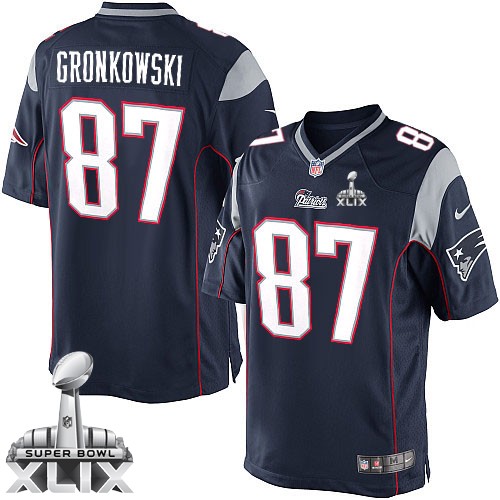 Nike New England Patriots #87 Rob Gronkowski 2015 Super Bowl XLIX Blue Limited Kids Jersey