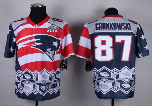 Nike New England Patriots #87 Rob Gronkowski 2015 Super Bowl XLIX Noble Fashion Elite Jersey