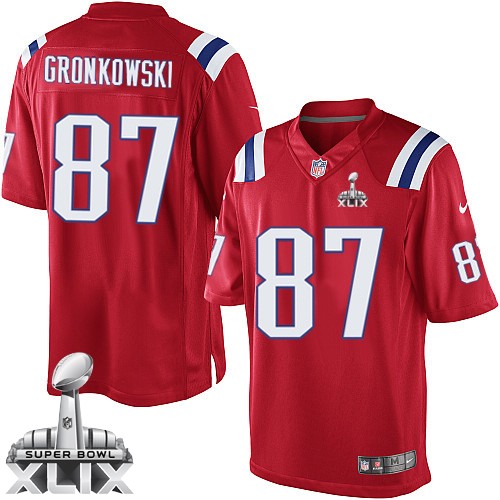 Nike New England Patriots #87 Rob Gronkowski 2015 Super Bowl XLIX Red Game Jersey
