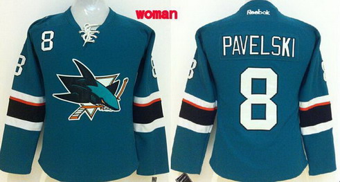 San Jose Sharks #8 Joe Pavelski 2014 Blue Womens Jersey