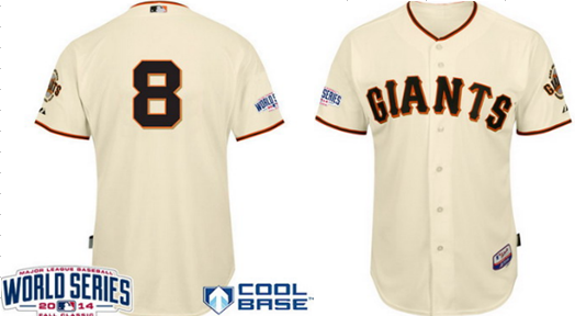 San Francisco Giants #8 Hunter Pence 2014 World Series Cream Jersey
